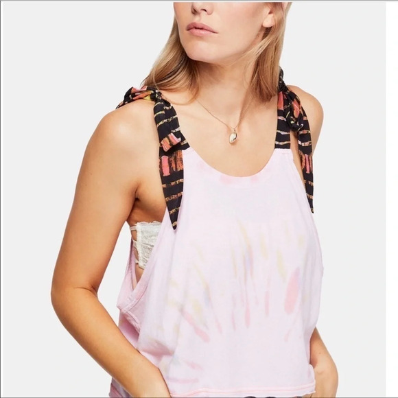 Free People Koa Tie Strap Cropped Tank Top Shirt M - Picture 1 of 7